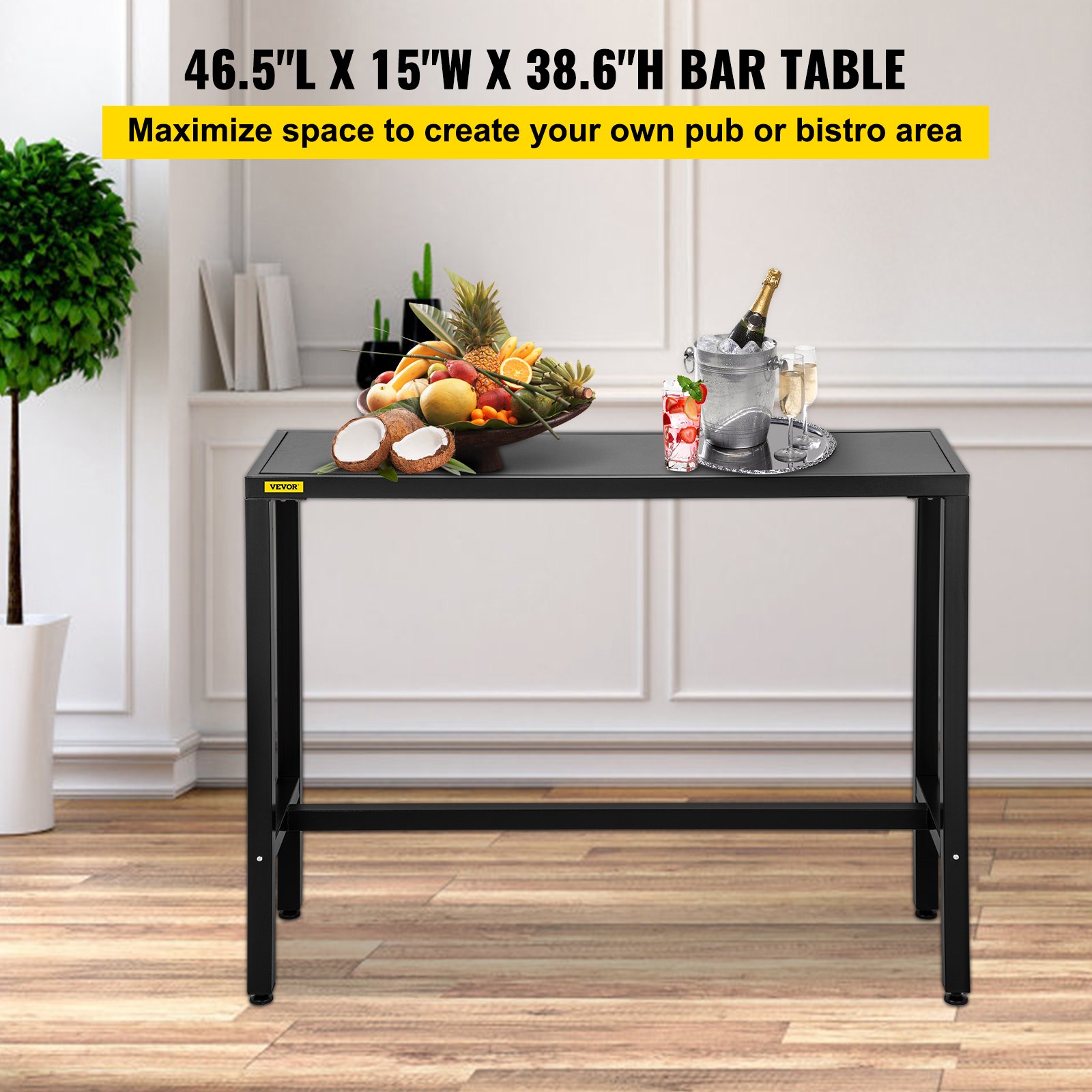 VEVOR Mesa de bar para patio, altura de barra, mesa de pub, escritorio interior de 46,5 x 15 x 38,6 pulgadas
