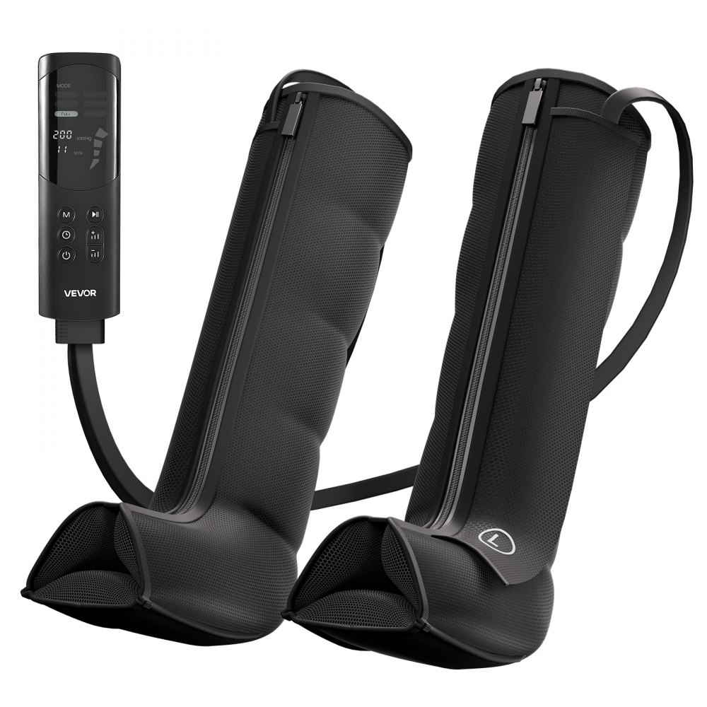 VEVOR Masajeador de Piernas con Compresión de Aire Presoterapia para Pies, Masaje y Relajación para Pantorrillas y Músculos, 6 Modos, 9 Intensidades, con Temporizador, Bolsa de Transporte y Adaptador