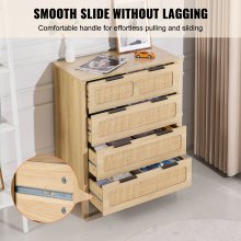 VEVOR Cómoda de Ratán Mueble de Salón Dormitorio con 4 Cajones Color de Madera