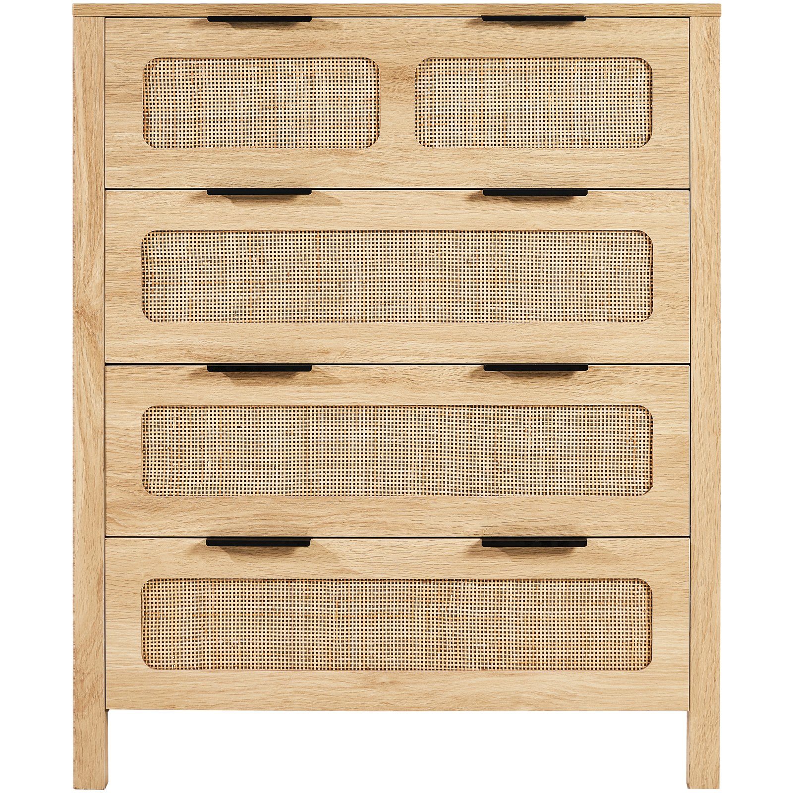 VEVOR Cómoda de Ratán Mueble de Salón Dormitorio con 4 Cajones Color de Madera