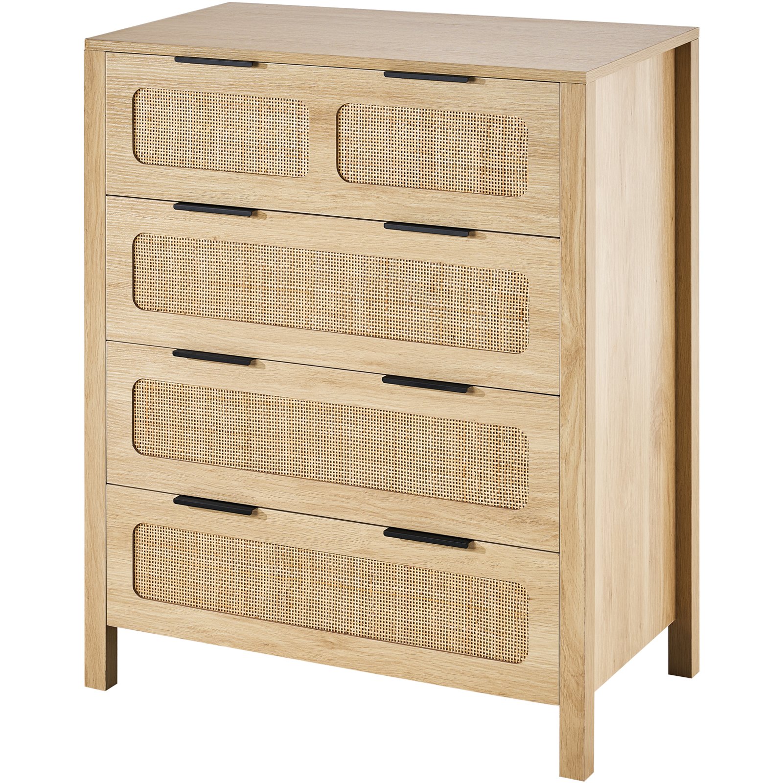 VEVOR Cómoda de Ratán Mueble de Salón Dormitorio con 4 Cajones Color de Madera