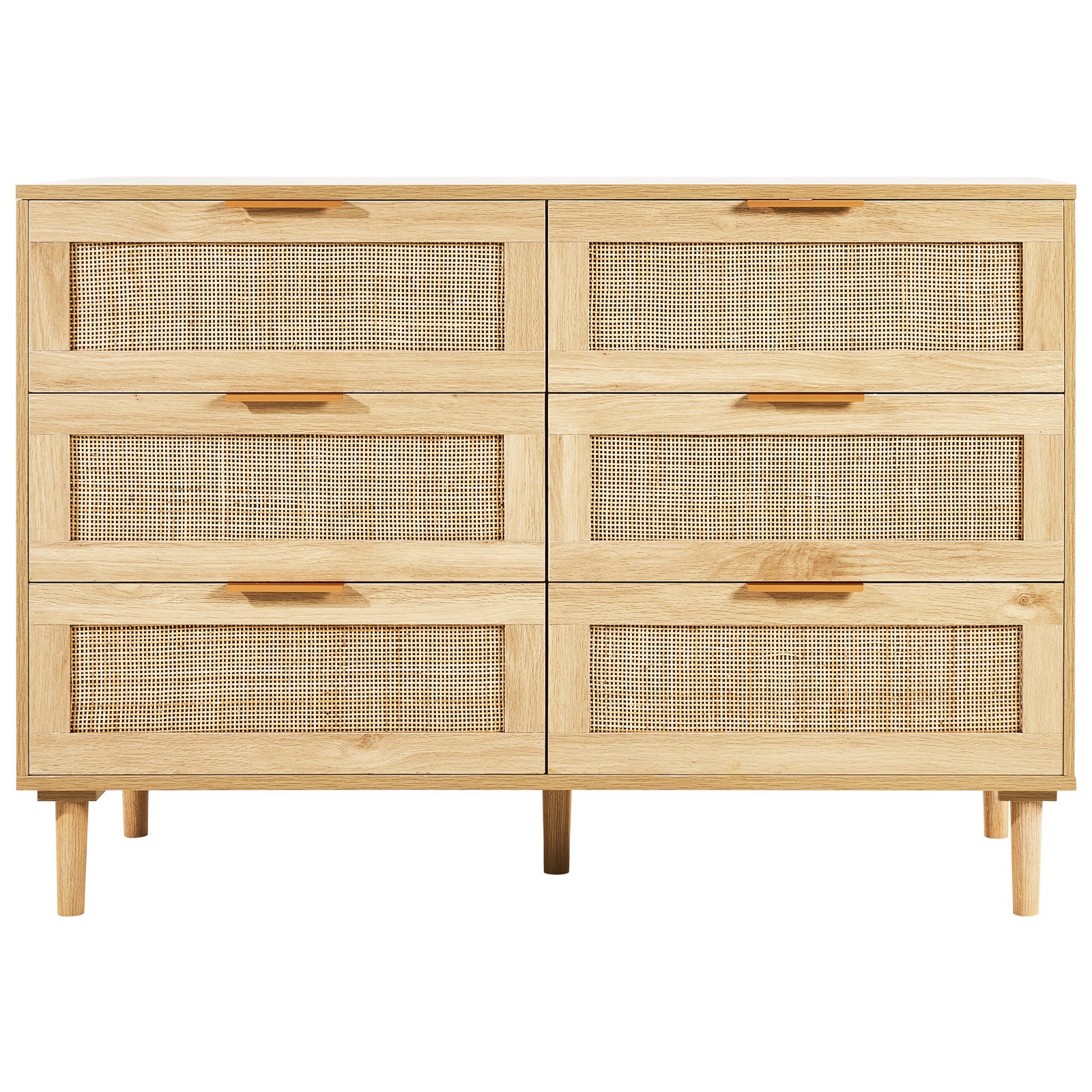 VEVOR Rattan Chest of Drawers with 6 Drawers, Natural Cabinet for Organization & Storage, Chest of Drawers with Sturdy Handles & Legs for Living Room, Bedroom, Hallway, Entryway, Wood Color, Clothes Organizer and Storage, Boho Chest of Drawers with Sturdy Handles and Legs, for Bedroom, Living Room and Hallway
