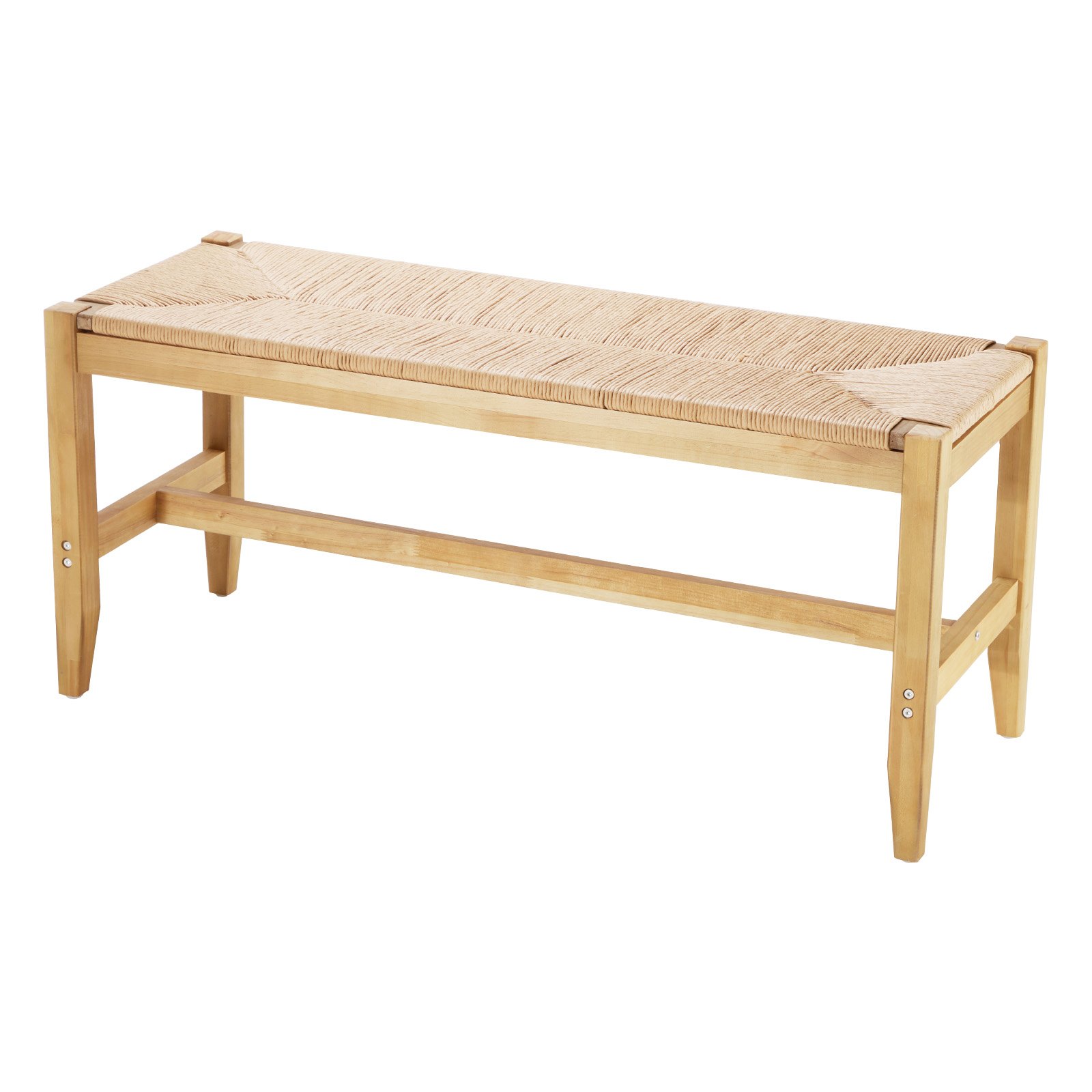 VEVOR Banco de Ratán de Madera 1015 x 380 x 455 mm, Banco Bohemio con Patas de Madera de Roble y Ratán Tejido a Mano, Capacidad de Carga de 113 kg para Dormitorio, Sala de Estar, Cocina, Color Madera