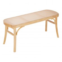 VEVOR Banco de Ratán de Madera 1100 x 368 x 468 mm Carga de 113 kg, Color Madera