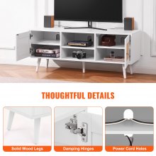 VEVOR Soporte Blanco de TV de Ratán, Mueble de TV bohemio, Soporte de TV de Estilo Moderno de 1200 × 400 × 490 mm, Consola de TV de Ratán con Estantes Ajustables para Sala de Estar, Sala Multimedia
