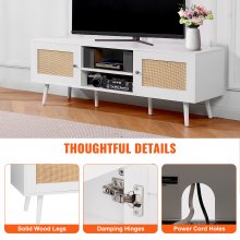 VEVOR Soporte Blanco de TV de Ratán de 1400 x 400 x 500 mm con Puerta de Ratán