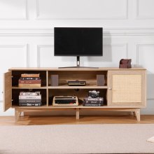 VEVOR Soporte Roble de TV de Ratán de 1677 x 397 x 636 mm con Puerta de Ratán