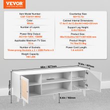 VEVOR Soporte Blanco de TV de Ratán de 1677 x 397 x 636 mm con Puerta de Ratán