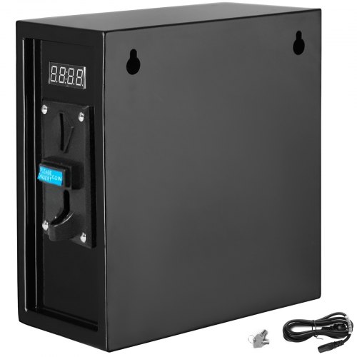 VEVOR Alcancía que Acepta Monedas 26 x 13 x 28, Temporizador Digital de Fichas con Monedas de 6 kg 1250 W, Selector de Monedas Múltiples Pantalla de Tiempo, para Dispositivo Electrónico Automático