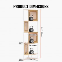 VEVOR Estantería de Esquina de Ratán de 5 Niveles de 355x355x1565mm para Oficina