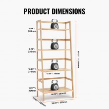VEVOR Estantería de Escalera de Bambú de 4 Niveles de 530 x 320 x 1250 mm