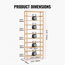 VEVOR Estantería de Bambú 600 x 260 x 1610 mm de 6 Niveles con Escalera de Bambú