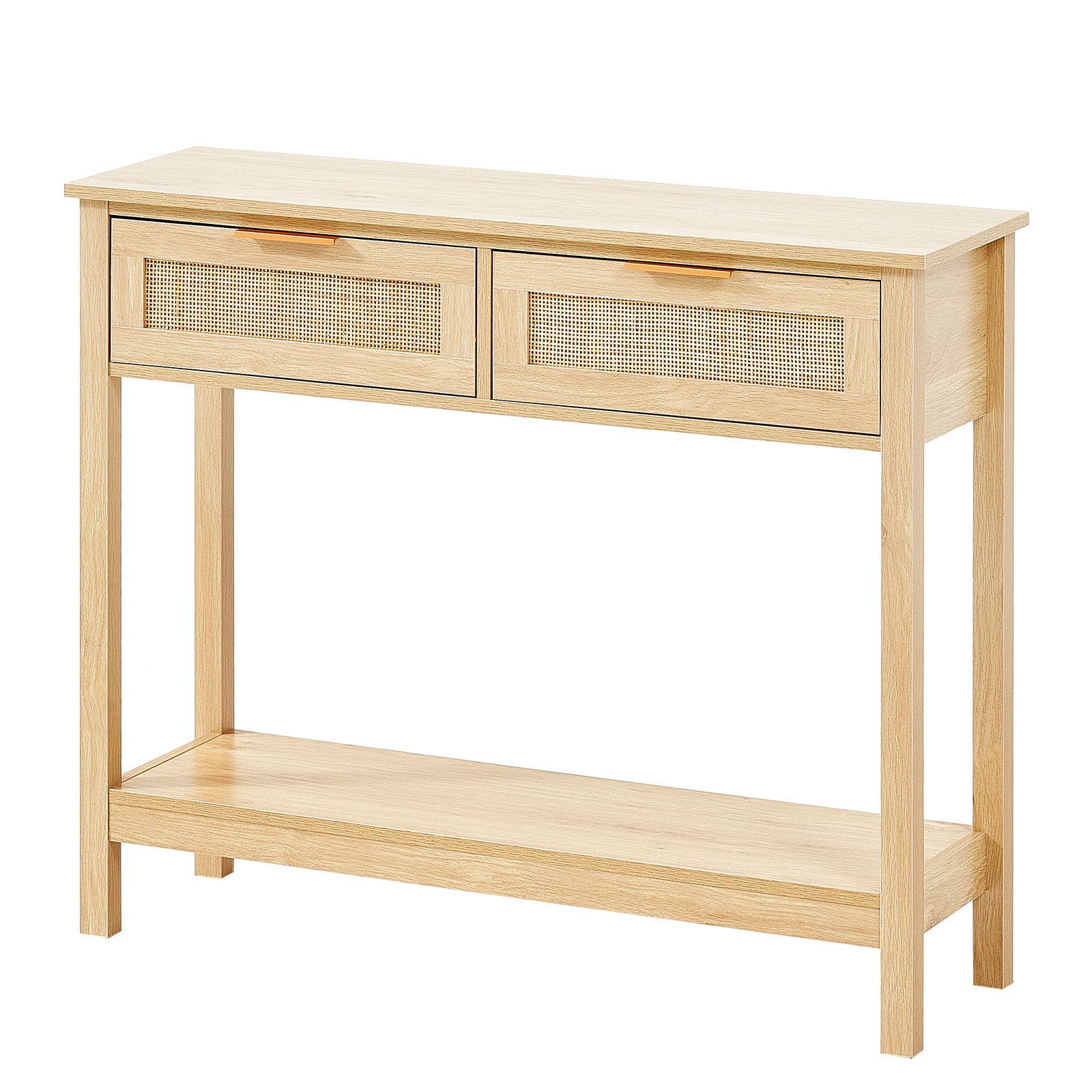 Mesa consola de ratán VEVOR con 2 cajones de almacenamiento, mesa de entrada de ratán con puerta corrediza de ratán natural, mesa de sofá consola para sala de estar, estudio, entrada o pared de TV, natural