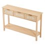 VEVOR Rattan Console Table with 3 Drawers, Rattan Entrance Table with Natural Rattan Sliding Door, Console Sofa Table for Living Room, Study, Entryway or TV Wall, Natural