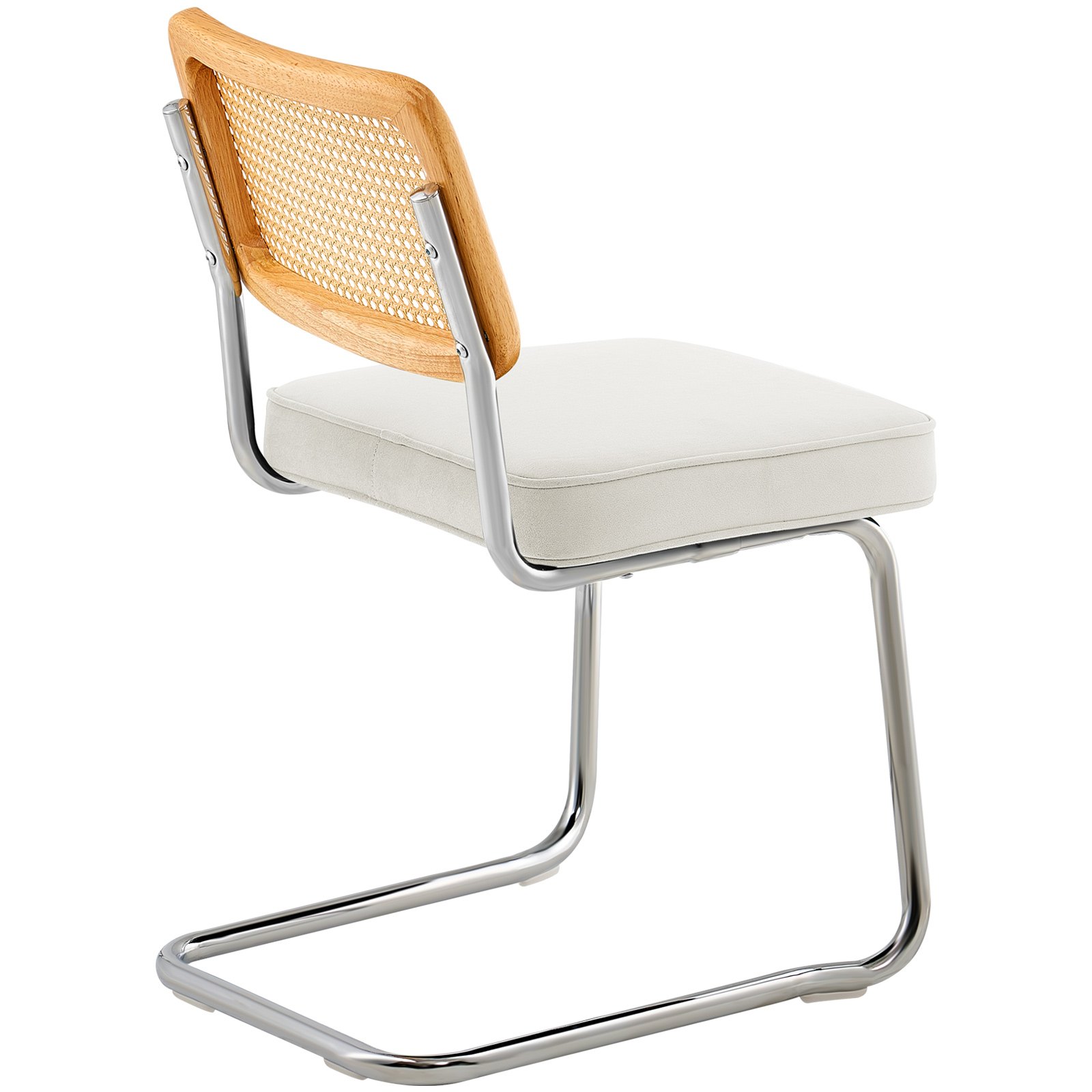 VEVOR Sillas Blancas de Ratán 2 piezas Sillas Tapizadas de Terciopelo con Respaldo de Ratán Sillas de Cocina de Comedor Retro para Sala de Estar, Jardín, Patio, Dormitorio, Sala de Lectura, Oficina