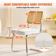 VEVOR Sillas Blancas de Ratán 4 piezas Sillas Tapizadas de Terciopelo con Respaldo de Ratán Sillas de Cocina de Comedor Retro para Sala de Estar, Jardín, Patio, Dormitorio, Sala de Lectura, Oficina