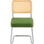 VEVOR Sillas Verdes de Ratán 4 piezas Sillas Tapizadas de Terciopelo con Respaldo de Ratán Sillas de Cocina de Comedor Retro para Sala de Estar, Jardín, Patio, Dormitorio, Sala de Lectura, Oficina