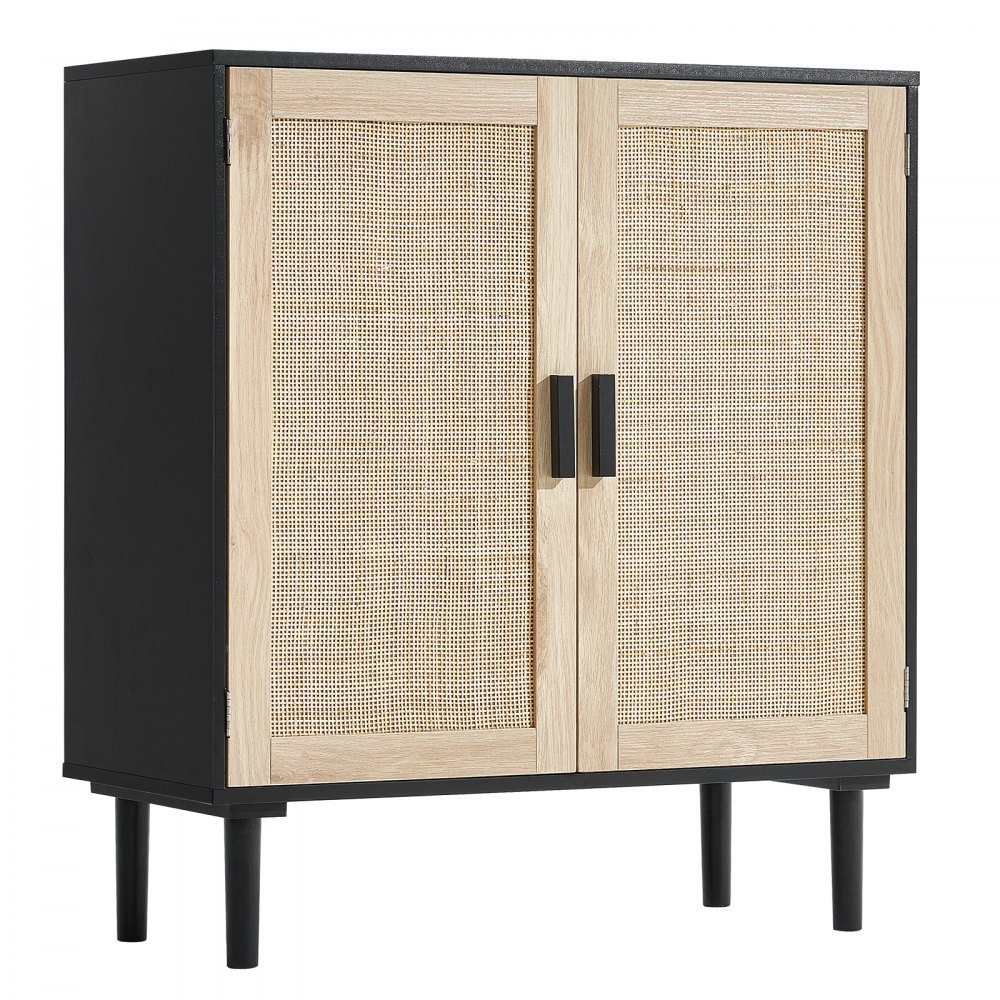 VEVOR Rattan Cabinet, Rattan Chest of Drawers, 1 pc. Storage Cabinet with 2 Magnetic Doors, Sideboard Buffet Cabinet with Adjustable Shelves, Ideal for Hallway, Entrance Area, Living Room or Kitchen