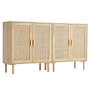 VEVOR 2 Juegos de Aparadores de Ratán de 800 x 375 x 880 mm con 4 Puertas Magnéticas y Estantes Ajustables, Armario de Ratán Aparador Buffet para Pasillo, Entrada, Sala de Estar o Cocina, Color Madera
