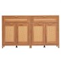 VEVOR 2 Juegos de Aparadores de Ratán de 750 x 360 x 860 mm con 4 Puertas Magnéticas, 2 Cajones y Estantes Ajustables, Armario de Ratán para Pasillo, Entrada, Sala de Estar o Cocina, Color Madera