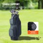 Bolsa para carrito de golf VEVOR con base resistente para un soporte estable en pendientes, que se muestra en un exuberante campo de golf verde.