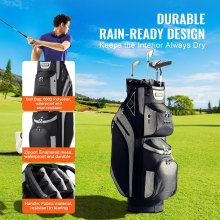 VEVOR Bolsa para Carrito de Golf de 430 x 320 x 900 mm, 13 Bolsillos Negro Gris