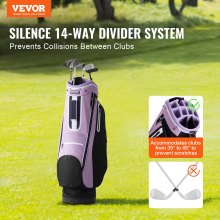 VEVOR Bolsa para Carrito de Golf 450 x 300 x 920 mm 5 Bolsillos Morado y Negro