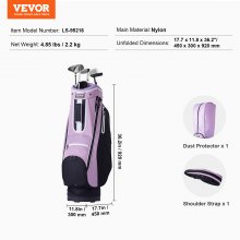 VEVOR Bolsa para Carrito de Golf 450 x 300 x 920 mm 5 Bolsillos Morado y Negro