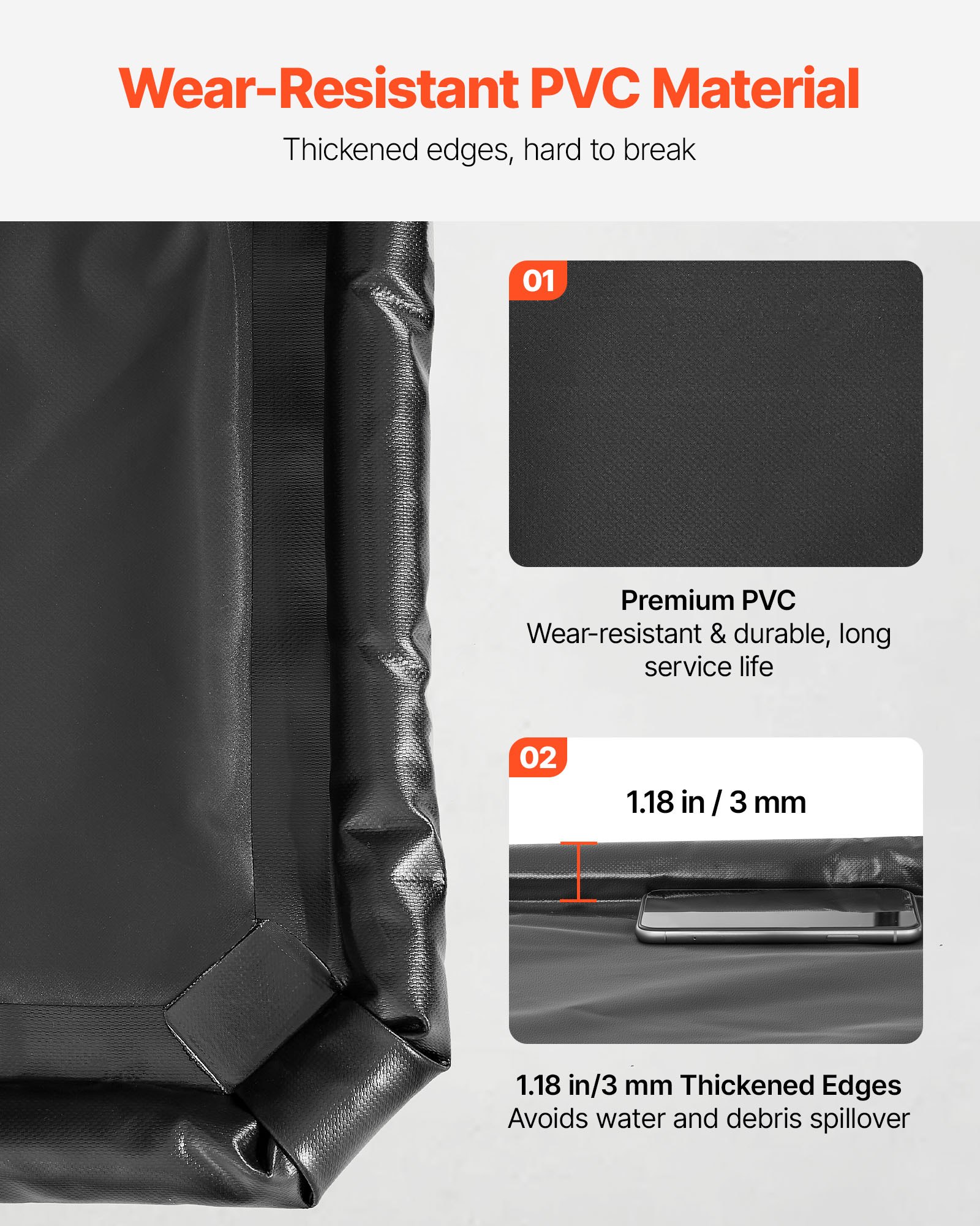 VEVOR Alfombrilla de Garaje de PVC Antideslizante, 2,6 x 6,1 x 0,03 m, Borde Elevado, con Escobilla de Goma, Resistente e Impermeable, Protege el Suelo de la Nieve, la Lluvia y el Barro, Negro