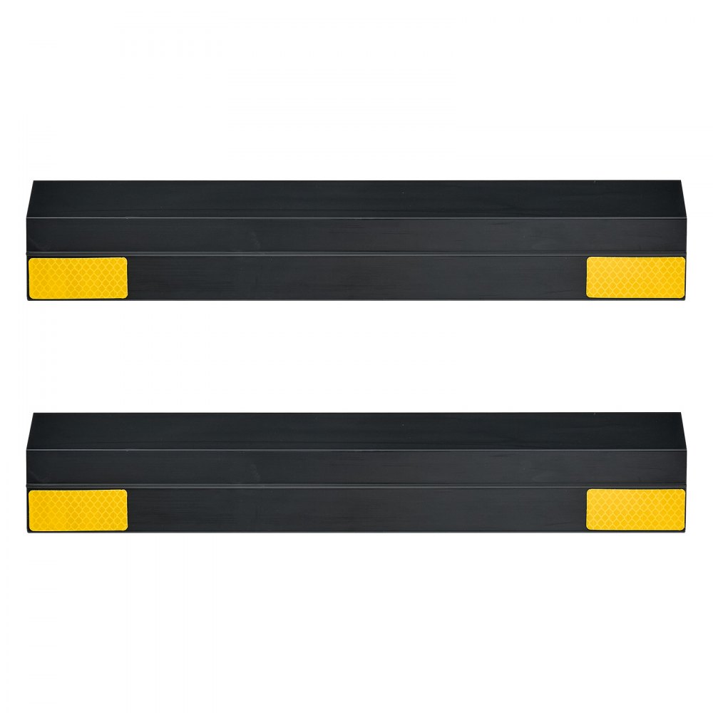 VEVOR Topes de Estacionamiento, 2 uds, Ayuda para Aparcar en Garajes, Limitador de Plaza de Aparcamiento con Bandas Reflectantes, PP, para Coches, Furgonetas y Camiones, 406 x 95 x 45 mm, Negro
