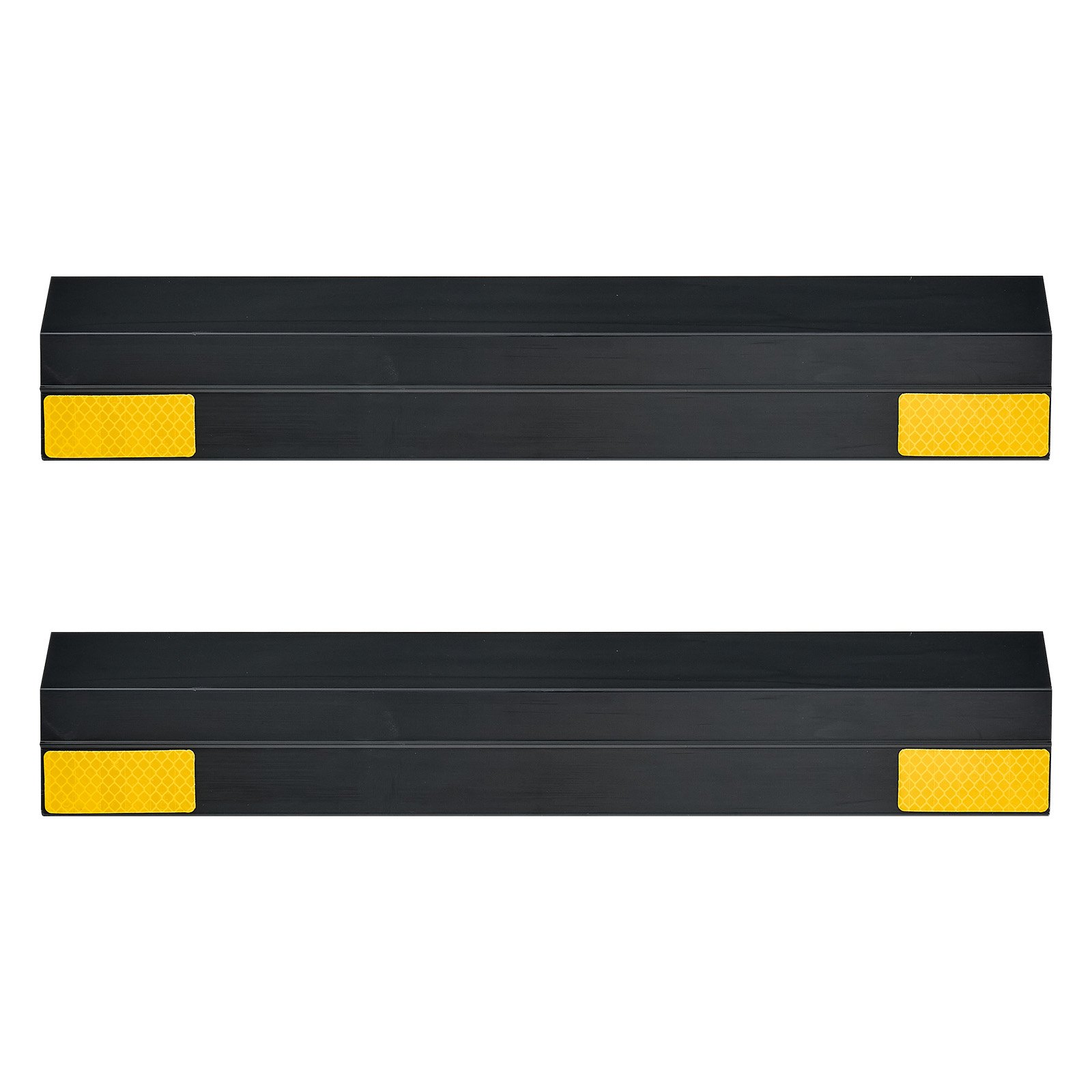 VEVOR Topes de Estacionamiento, 2 uds, Ayuda para Aparcar en Garajes, Limitador de Plaza de Aparcamiento con Bandas Reflectantes, PP, para Coches, Furgonetas y Camiones, 406 x 95 x 45 mm, Negro