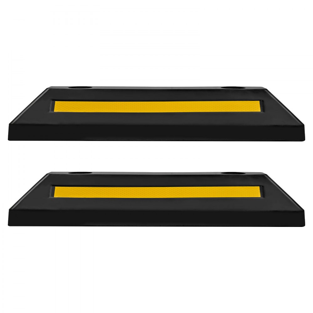 VEVOR Topes de Estacionamiento, Topes de Rueda, 2 Unidades, 548 x 158 x 94 mm, con Bandas Reflectantes, Barrera de Estacionamiento de Goma para Coches, Furgonetas y Camiones, Guía de Rueda, Negro