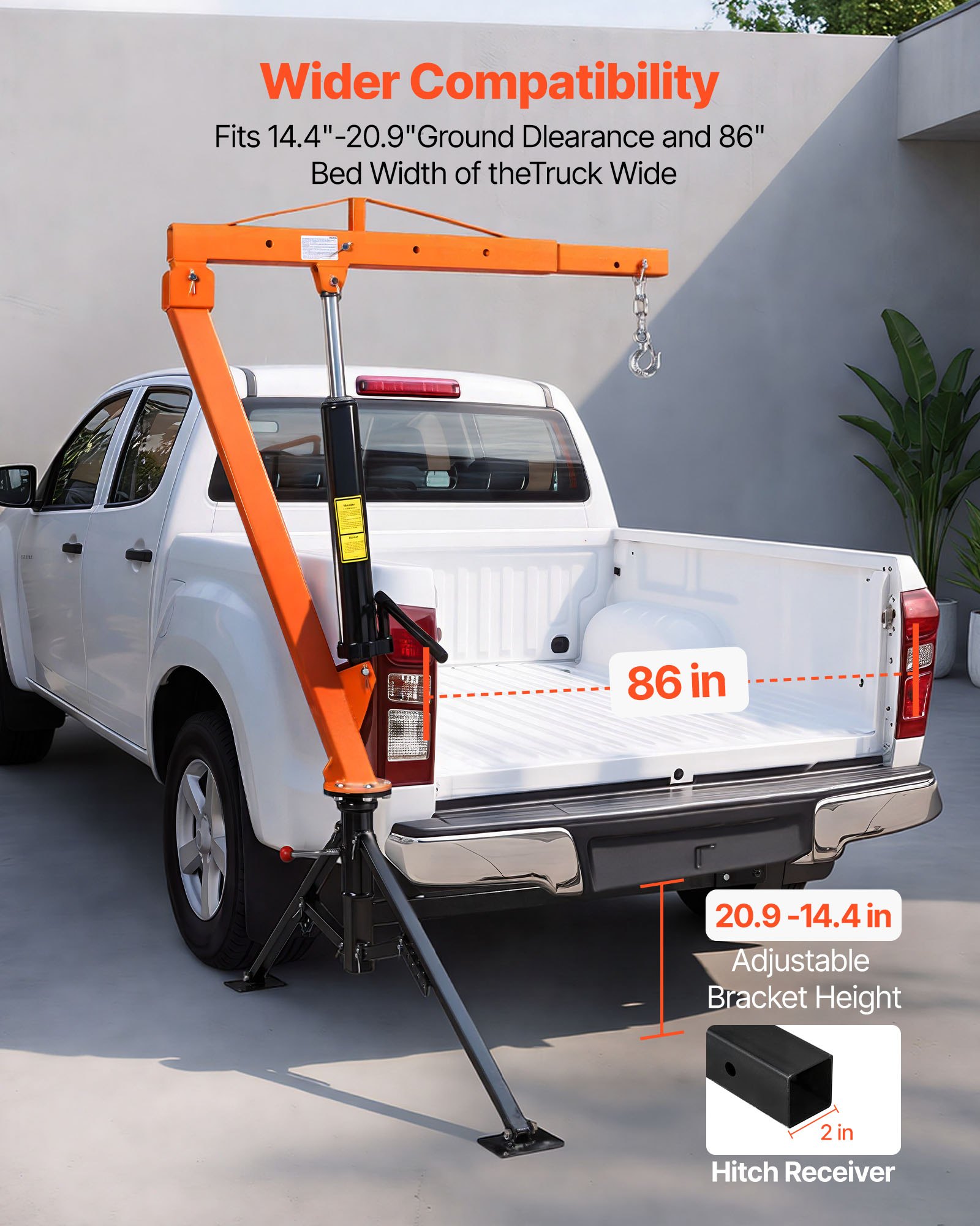 VEVOR Grúa para Camioneta Capacidad de Carga 680 kg, con Gato Hidráulico de 12 T, Pluma Telescópica Rotación 360°, Base de Acero, Grúa Pickup Plegable para Fardos de Pienso y Elevación de Equipos