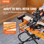 VEVOR Soporte para Sierra Ingletadora Ancho 126-250 cm con Ruedas Base Soporte para Ingletadoras Capacidad de 181 kg Carro Soporte Sierra Plegable 3 Altura Regulable 24,5/68/82 cm con Banco de Trabajo