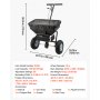 VEVOR Esparcidor de Empuje Manual Capacidad de 59 kg, Esparcidor de Compost con Neumáticos y Tolva, Ancho de Esparcimiento de 0 a 3,66 m para Semillas y Fertilizantes, para Jardín, Césped, Patio