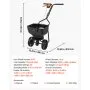 VEVOR Esparcidor de Empuje Manual Capacidad de 6,8 kg, Esparcidor de Compost con Rejilla de Tolva y Neumáticos, Ancho de Esparcimiento de 0 a 3 m para Semillas y Fertilizantes, para Jardín, Césped