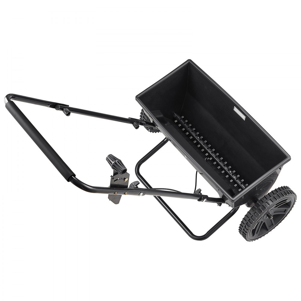 VEVOR Esparcidor de Empuje Manual Capacidad de 22,6 kg Ancho de Esparcimiento de 46 cm con Neumáticos de 25,4 cm Esparcidor de Césped con Rejilla de Tolva para Semillas, Fertilizantes, Negro