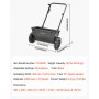 VEVOR Esparcidor de Empuje Manual Capacidad de 22,6 kg Ancho de Esparcimiento de 46 cm con Neumáticos de 25,4 cm Esparcidor de Césped con Rejilla de Tolva para Semillas, Fertilizantes, Negro