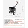 VEVOR Esparcidor de Empuje Manual Capacidad de 27,2 kg, Esparcidor de Compost con Ruedas Neumáticas, Ancho de Esparcimiento de 0 a 3 m para Semillas y Fertilizantes, para Jardín, Césped, Campo, Granja