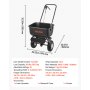 VEVOR Carro Esparcidor Manual, Ancho de Esparcimiento de 3,6 m, Sembradora de Semillas, Capacidad de Carga 36,3 kg, Distribuidor para Abono Turba Fertilizante Cal y Sal Arena, para Jardín Carretera
