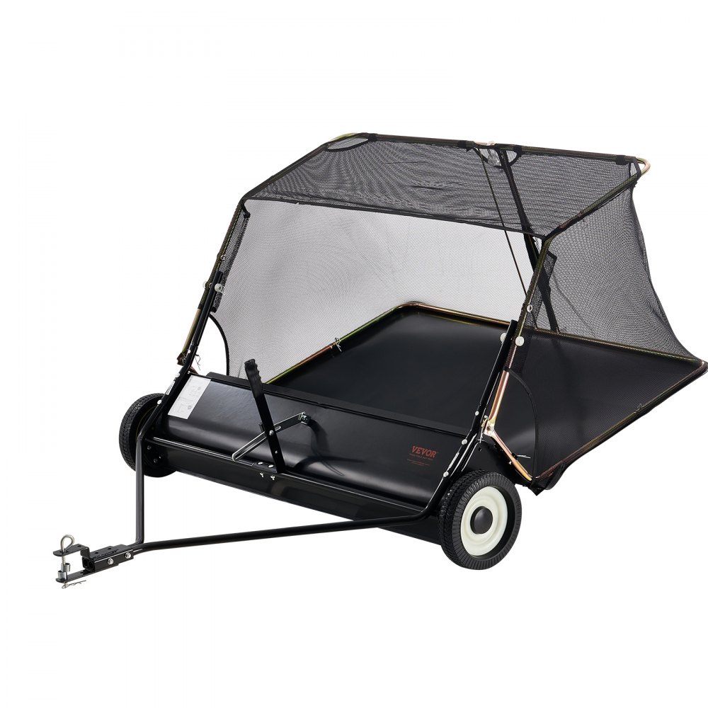 VEVOR Barredora de Césped Desplegable 736 L Barredora Grande y Resistente para Tomar Hojas y Césped Diseño de Cuerda de Descarga 132 cm Altura de Barrido Ajustable para Tomar Escombros, Césped