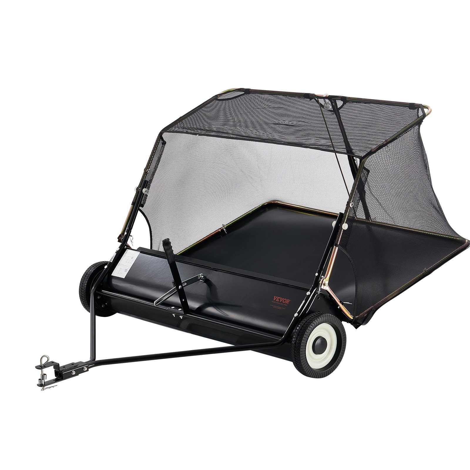 VEVOR Barredora de Césped Desplegable 736 L Barredora Grande y Resistente para Tomar Hojas y Césped Diseño de Cuerda de Descarga 132 cm Altura de Barrido Ajustable para Tomar Escombros, Césped