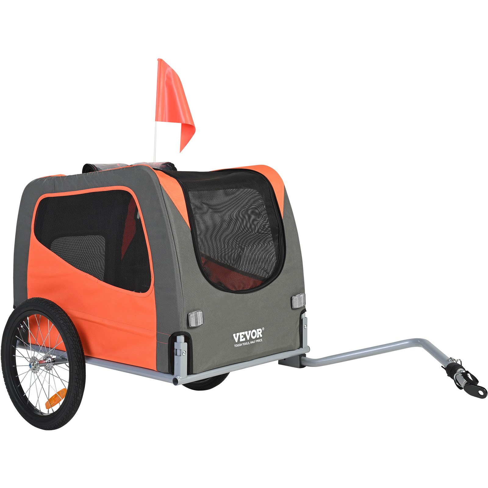 VEVOR Remolque Plegable para Bicicleta para Perros Carga de 30 kg Portabicicletas para Mascotas Marco Fácil de Plegar con Ruedas de Liberación Rápida, Acoplador Universal para Bicicleta, Reflectores