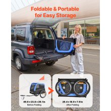 VEVOR Remolque de Bicicleta para Perros, Carga de 45 kg, Carrito Portabicicletas Plegable para Perros Pequeños/Medianos con Rueda de Liberación Rápida, Enganche Universal, Reflector y Correa Interior