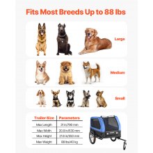 VEVOR Remolque de Bicicleta para Perros, Carga de 40 kg, Portabicicletas Plegable para Perros Pequeños/Grandes con Rueda de Liberación Rápida, Enganche Universal, Bandera y Correa Interior