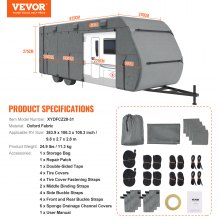 VEVOR Funda para Caravana de Viaje Tela Oxford 300D Clase A 9,8 x 2,7 x 2,8 m