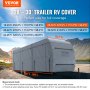 Funda para RV VEVOR para remolque de 28 a 30 pies, tamaño perfecto con dimensiones y guía de medidas.