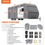 VEVOR Funda para Caravana Viaje Tela no Tejida Clase A 8,5 x 2,7 x 2,8 m Gris