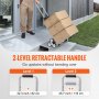 Persona que utiliza un carrito para subir escaleras VEVOR con asa retráctil de 2 niveles para subir cajas por las escaleras.