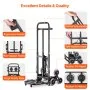VEVOR stair climber, stacking trolley with a load capacity of 208 kg, sack truck with double handle, 6 wheels and 2 elastic ropes, stair climber, transport trolley for home, office, shopping, removals, warehouse